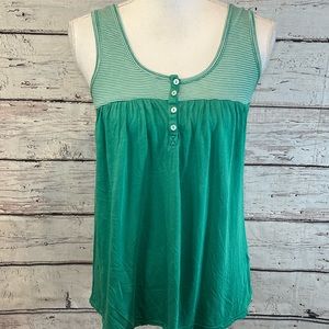 SPLENDID Tank Top Green w White Stripes-S